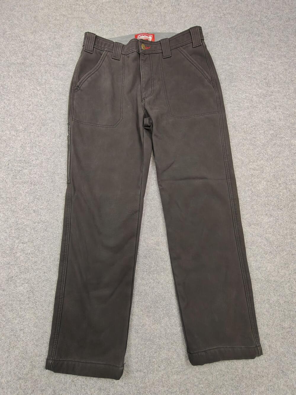 Coleman Pants Mens 32x30 Gray Cargo Lined Insulated Canvas Workwear Straight Leg